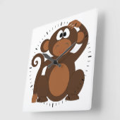 Cute Monkey Vierkante Klok (Hoek)