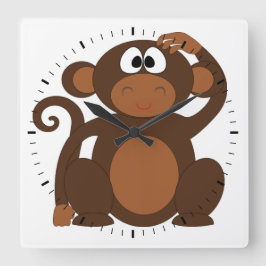 Cute Monkey Vierkante Klok