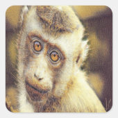 Cute monkey vierkante sticker (Voorkant)