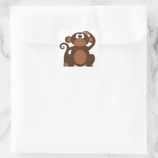 Cute Monkey Vierkante Sticker (Tas)