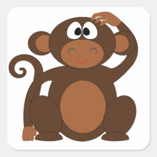 Cute Monkey Vierkante Sticker