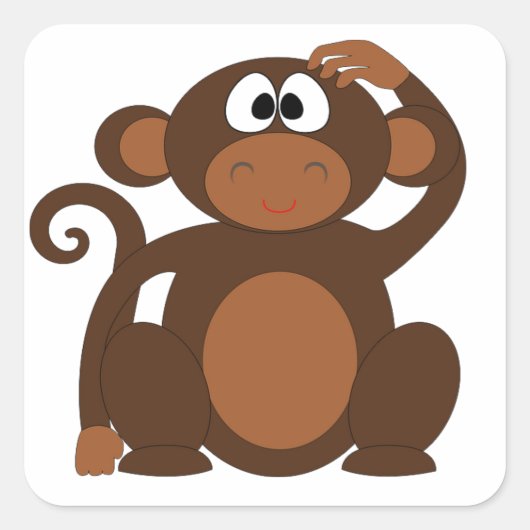 Cute Monkey Vierkante Sticker (Voorkant)