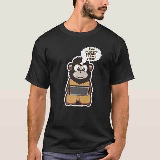 Cute Monkey voor computer T-shirt (Voorkant)