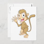 Cute Monkey Waving Hand Hallo Goodbye Briefkaart (Voorkant / Achterkant)