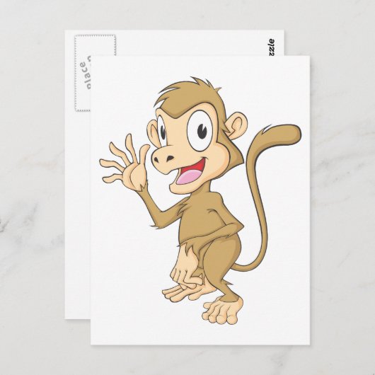 Cute Monkey Waving Hand Hallo Goodbye Briefkaart (Voorkant / Achterkant)