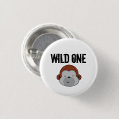 Cute Monkey Wild, één vrijari-verjaarfeest Ronde Button 3,2 Cm (Voorkant /achterkant)
