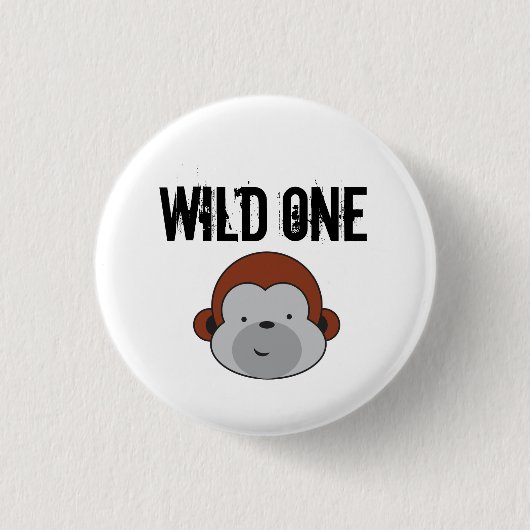 Cute Monkey Wild, één vrijari-verjaarfeest Ronde Button 3,2 Cm (Voorkant)