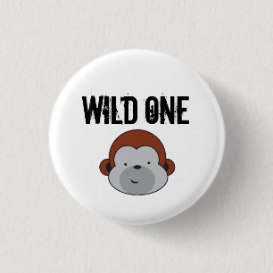 Cute Monkey Wild, één vrijari-verjaarfeest Ronde Button 3,2 Cm