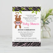 Cute Monkey Zebra Stripes Baby shower Kaart (Staand voorkant)