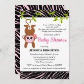 Cute Monkey Zebra Stripes Baby shower Kaart (Voorkant / Achterkant)