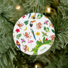 Cute Monkeys and Bananas Oerwoud Pattern Kerstmis