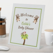 Cute Monkeys Baby shower Welcome Pedestal Reclamebord Met Voetstuk (Insitu)