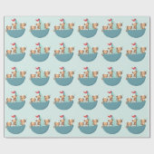 Cute Monkeys in Pirate Ship Wrapping Paper Cadeaupapier (Vlak)