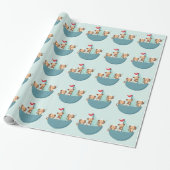 Cute Monkeys in Pirate Ship Wrapping Paper Cadeaupapier (Uitgerold)