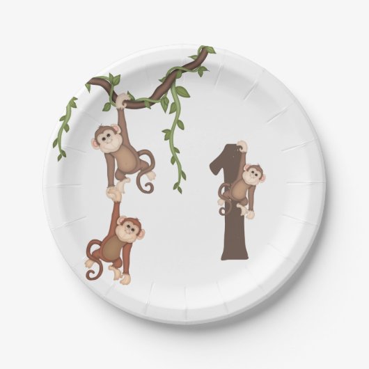 Cute Monkeys Kind 1e verjaardag Bord papier (Voorkant)