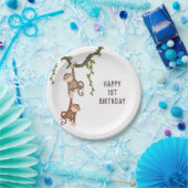 Cute Monkeys Kind 1st Birthday Papieren Bordje (Feest)