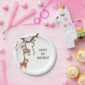 Cute Monkeys Kind 1st Birthday Papieren Bordje (Feest)