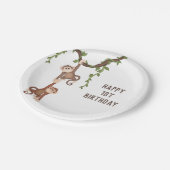 Cute Monkeys Kind 1st Birthday Papieren Bordje (Gekanteld)