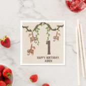 Cute Monkeys Kind 1st Birthday Servet (Insitu)