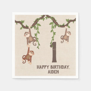 Cute Monkeys Kind 1st Birthday Servet