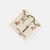 Cute Monkeys Kind 1st Birthday Servet (Hoek)