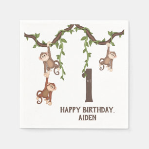 Cute Monkeys Kind 1st Birthday Servet
