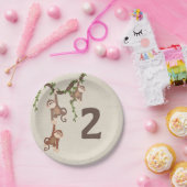 Cute Monkeys Kind 2e verjaardag Papieren Bordje (Feest)