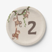 Cute Monkeys Kind 2e verjaardag Papieren Bordje (Voorkant)