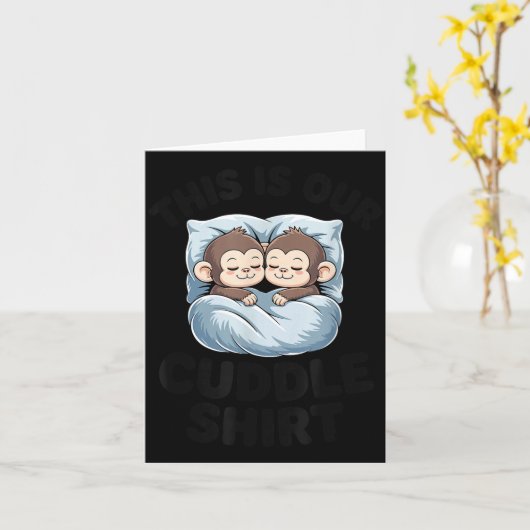 Cute Monkeys Snuggle This Is Our Cuddle  Kaart (Gele Bloem)