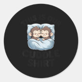 Cute Monkeys Snuggle This Is Our Cuddle  Ronde Sticker (Voorkant)