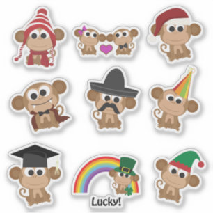 Cute Monkeys Sticker Set