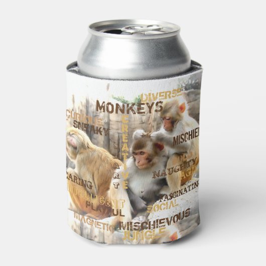 Cute Monkeys Typography Art Blikjeskoeler (Blikje Voorkant)