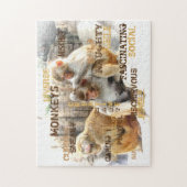 Cute Monkeys Typography Art Legpuzzel (Verticaal)
