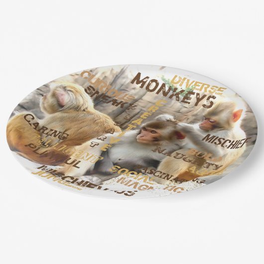 Cute Monkeys Typography Art Papieren Bordje (Gekanteld)