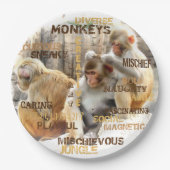 Cute Monkeys Typography Art Papieren Bordje (Voorkant)