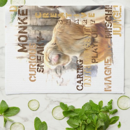 Cute Monkeys Typography Art Theedoek (Gevouwen)