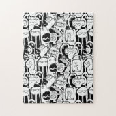 Cute Monochrome Doodle Monster Pattern Legpuzzel (Verticaal)