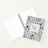Cute monochrome Doodle-schetsboek met eigen naam Notitieboek (Binnen)