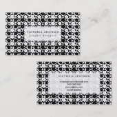 Cute Monochrome Flowers Diamond Geometric Pattern Visitekaartje (Voorkant / Achterkant)