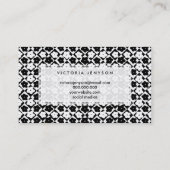 Cute Monochrome Flowers Diamond Geometric Pattern Visitekaartje (Achterkant)
