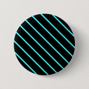 Cute monogram aqua zwarte strepen All-Over-Print T Ronde Button 5,7 Cm