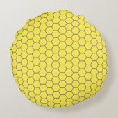 Cute Monogram bijen Honeycomb Pattern Nursery Rond Kussen (Achterkant)