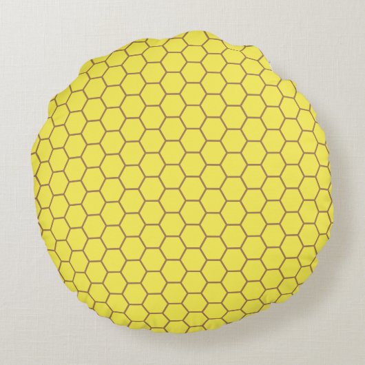 Cute Monogram bijen Honeycomb Pattern Nursery Rond Kussen (Achterkant)