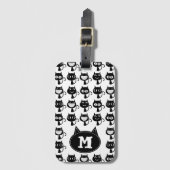 Cute Monogram Black Cat Expressions Patroon  Bagagelabel (Voorkant (verticaal))