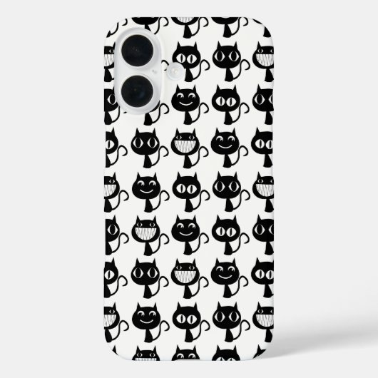 Cute Monogram Black Cat Expressions Patroon Case-Mate iPhone Case (Achterkant)