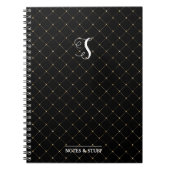 Cute Monogram Black Honeycomb Bee Design Notitieboek (Voorkant)