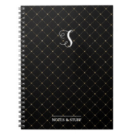 Cute Monogram Black Honeycomb Bee Design Notitieboek