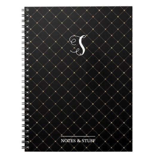 Cute Monogram Black Honeycomb Bee Design Notitieboek (Voorkant)