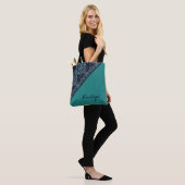Cute Monogram Blue Jouw naam stijlvol toevoegen Tote Bag (Op model)