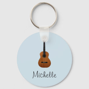 Cute Monogram Blue Music Guitar Sleutelhanger